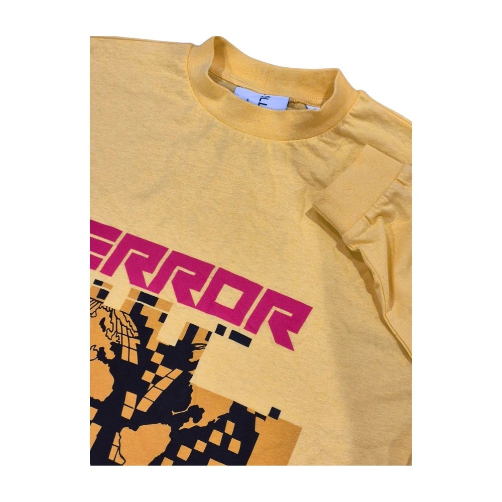 Asos Collusion Long Sleeve‎ Graphic Print 'Error' T-Shirt Yellow Cotton Men's XS